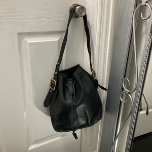 90s Coach Lula’s Legacy Black Leather Drawstring Crossbody Bucket Shoulder Bag